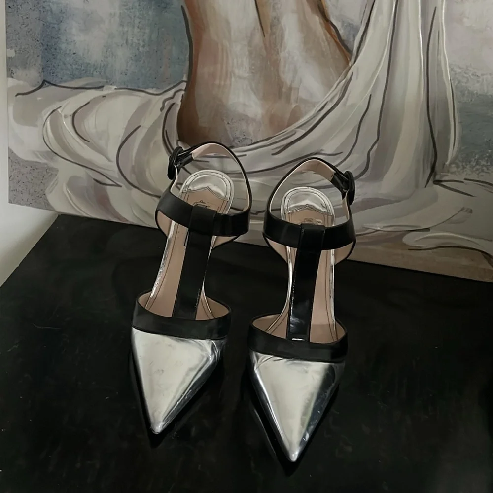 Prada heels 😍 black silver size 38.5 - Picture 4 of 8